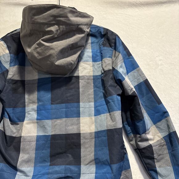 Volcom True to This Neolithic Insulated Jacket Kids Size Large Blue Gray Plaid - Picture 9 of 16